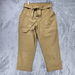 Cabi Discovery Trouser Pants 5693 Paperbag Waist Belted Crop Khaki Women's 6